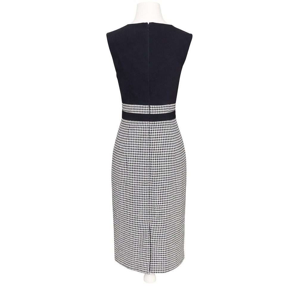 White House Black Market Checked Houndstooth Sheath Career Dress Belted 2 Office - Picture 5 of 16